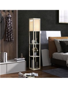 HOMCOM Three-Shelf Standing Lamp - Oak/White 2
