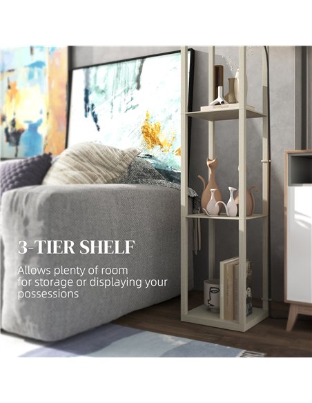 HOMCOM Three-Shelf Standing Lamp - Oak/White - pic 162449 | FastDaddyshop