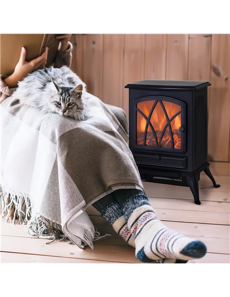 Homcom 1850W Flame Effect Electric Fireplace with Fan and Log Burning Stove Heater, Black - pic 16245 | FastDaddyshop