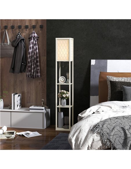 HOMCOM Three-Shelf Standing Lamp - Oak/White - pic 162451 | FastDaddyshop