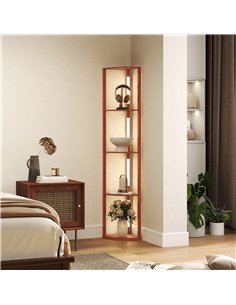 HOMCOM Corner Floor Lamp for Living Room Bedroom with Dimmable Warm White LED Light, Modern Tall Standing Lamp, Brown 2