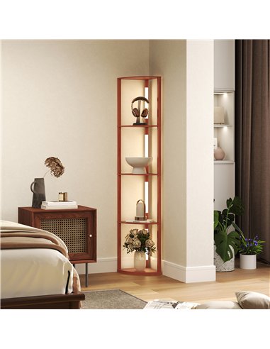 HOMCOM Corner Floor Lamp for Living Room Bedroom with Dimmable Warm White LED Light, Modern Tall Standing Lamp, Brown