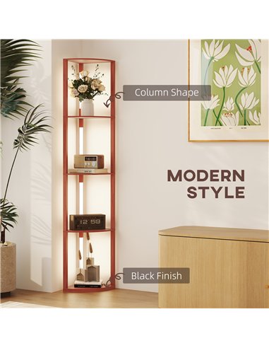HOMCOM Corner Floor Lamp for Living Room Bedroom with Dimmable Warm White LED Light, Modern Tall Standing Lamp, Brown