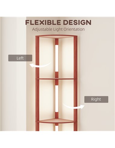 HOMCOM Corner Floor Lamp for Living Room Bedroom with Dimmable Warm White LED Light, Modern Tall Standing Lamp, Brown