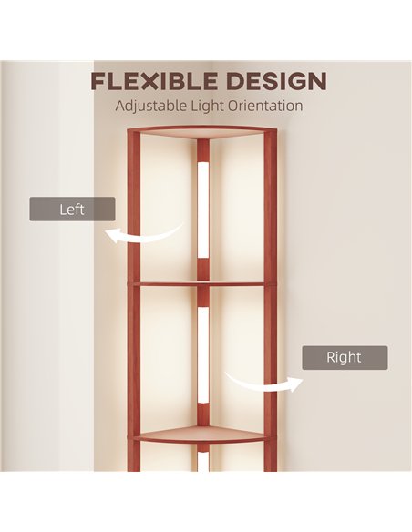 HOMCOM Corner Floor Lamp for Living Room Bedroom with Dimmable Warm White LED Light, Modern Tall Standing Lamp, Brown - pic 162458 | FastDaddyshop