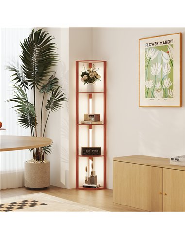 HOMCOM Corner Floor Lamp for Living Room Bedroom with Dimmable Warm White LED Light, Modern Tall Standing Lamp, Brown