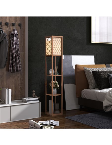 HOMCOM Three-Shelf Standing Lamp - Natural - pic 162463 | FastDaddyshop