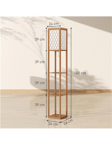 HOMCOM Three-Shelf Standing Lamp - Natural