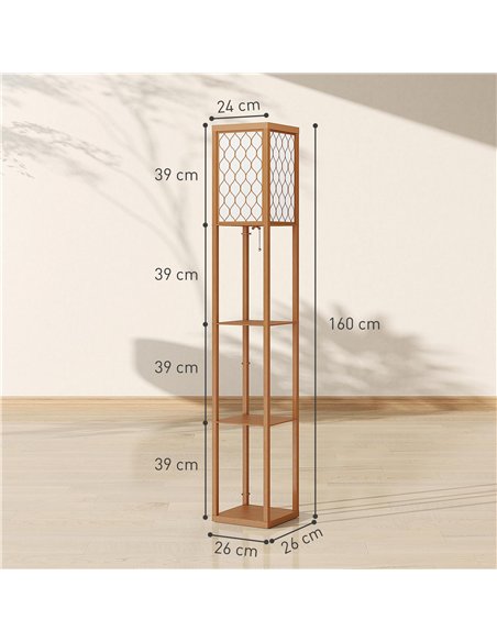HOMCOM Three-Shelf Standing Lamp - Natural - pic 162464 | FastDaddyshop