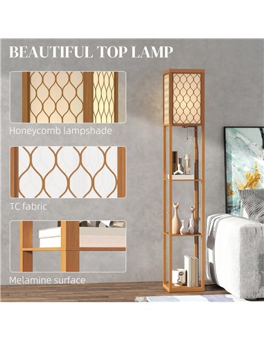 HOMCOM Three-Shelf Standing Lamp - Natural
