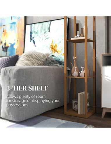 HOMCOM Three-Shelf Standing Lamp - Natural