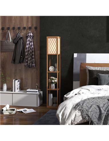 HOMCOM Three-Shelf Standing Lamp - Natural