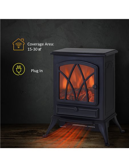 Homcom 1850W Flame Effect Electric Fireplace with Fan and Log Burning Stove Heater, Black - pic 16247 | FastDaddyshop
