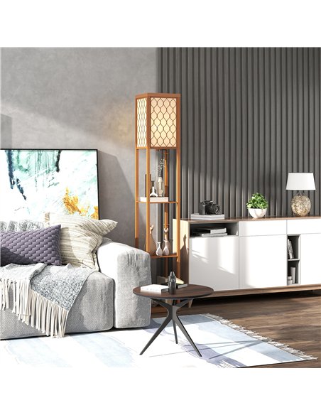HOMCOM Three-Shelf Standing Lamp - Natural - pic 162470 | FastDaddyshop