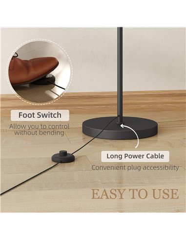 HOMCOM LED Floor Lamp, Stepless Dimmable Reading Standing Lamp with Magnetic Remote Control and 11 Colours Temperature & 11 Brig