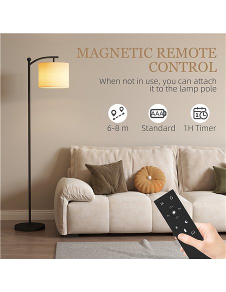 HOMCOM LED Floor Lamp, Stepless Dimmable Reading Standing Lamp with Magnetic Remote Control and 11 Colours Temperature & 11 Brig - pic 162476 | FastDaddyshop