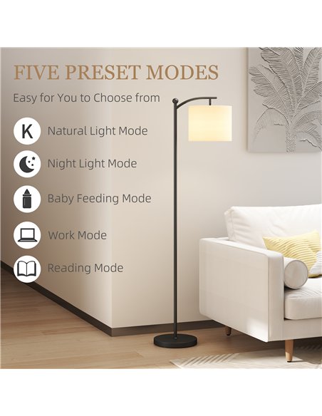 HOMCOM LED Floor Lamp, Stepless Dimmable Reading Standing Lamp with Magnetic Remote Control and 11 Colours Temperature & 11 Brig - pic 162477 | FastDaddyshop