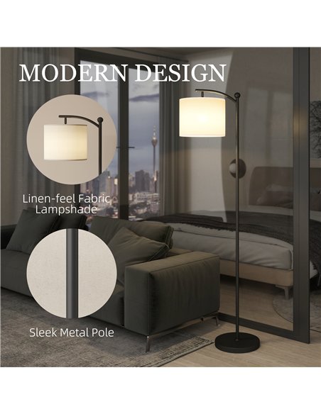 HOMCOM LED Floor Lamp, Stepless Dimmable Reading Standing Lamp with Magnetic Remote Control and 11 Colours Temperature & 11 Brig - pic 162478 | FastDaddyshop