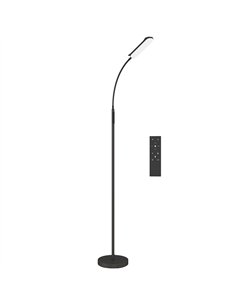 HOMCOM LED Floor Lamp, Standing Lamp with Remote & Touch Control, Stepless Dimmable Colours Temperature & Brightness, 360° Adjus