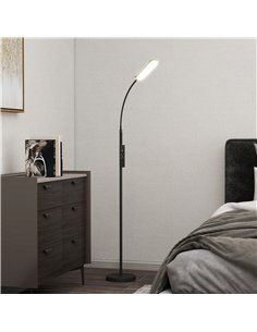HOMCOM LED Floor Lamp, Standing Lamp with Remote & Touch Control, Stepless Dimmable Colours Temperature & Brightness, 360° Adjus 2