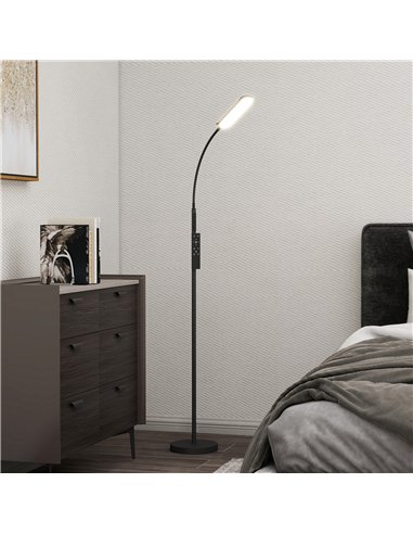 HOMCOM LED Floor Lamp, Standing Lamp with Remote & Touch Control, Stepless Dimmable Colours Temperature & Brightness, 360° Adjus