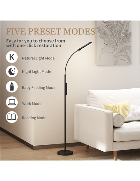 HOMCOM LED Floor Lamp, Standing Lamp with Remote & Touch Control, Stepless Dimmable Colours Temperature & Brightness, 360° Adjus - pic 162483 | FastDaddyshop
