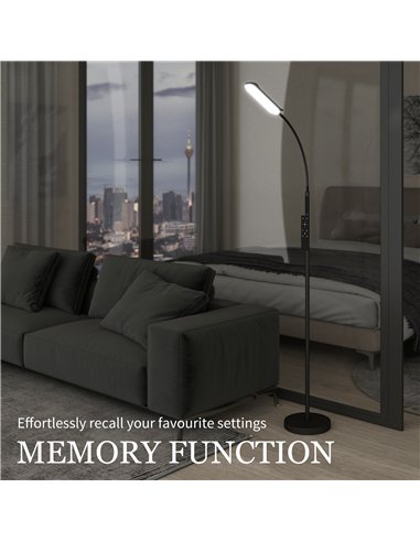 HOMCOM LED Floor Lamp, Standing Lamp with Remote & Touch Control, Stepless Dimmable Colours Temperature & Brightness, 360° Adjus