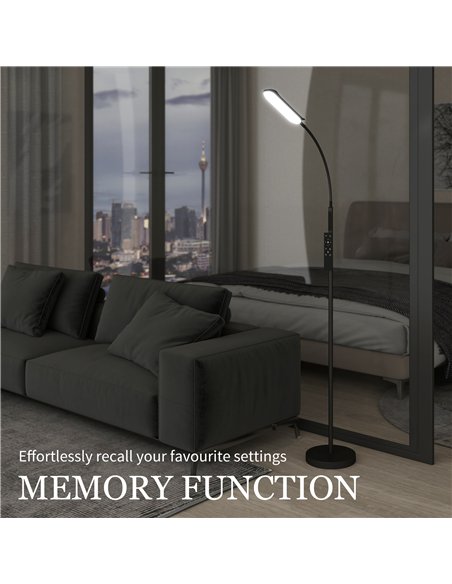 HOMCOM LED Floor Lamp, Standing Lamp with Remote & Touch Control, Stepless Dimmable Colours Temperature & Brightness, 360° Adjus - pic 162484 | FastDaddyshop