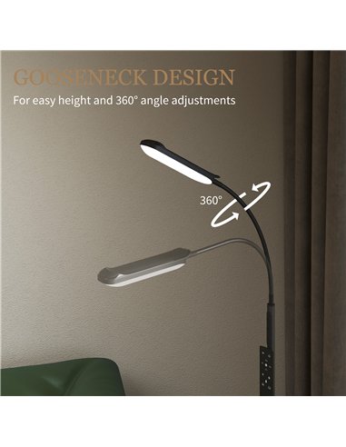 HOMCOM LED Floor Lamp, Standing Lamp with Remote & Touch Control, Stepless Dimmable Colours Temperature & Brightness, 360° Adjus