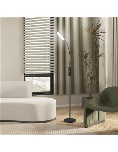 HOMCOM LED Floor Lamp, Standing Lamp with Remote & Touch Control, Stepless Dimmable Colours Temperature & Brightness, 360° Adjus