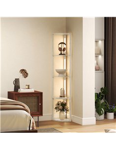 HOMCOM Corner Floor Lamp for Living Room Bedroom with Dimmable Warm White LED Light, Modern Tall Standing Lamp, Oak 2