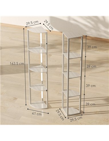 HOMCOM Corner Floor Lamp for Living Room Bedroom with Dimmable Warm White LED Light, Modern Tall Standing Lamp, Oak