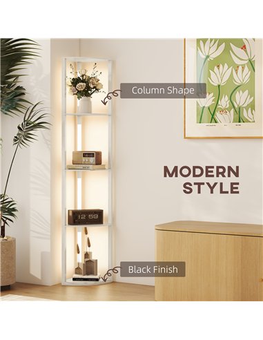 HOMCOM Corner Floor Lamp for Living Room Bedroom with Dimmable Warm White LED Light, Modern Tall Standing Lamp, Oak