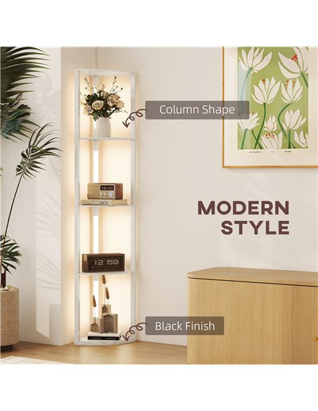 HOMCOM Corner Floor Lamp for Living Room Bedroom with Dimmable Warm White LED Light, Modern Tall Standing Lamp, Oak - pic 162492 | FastDaddyshop
