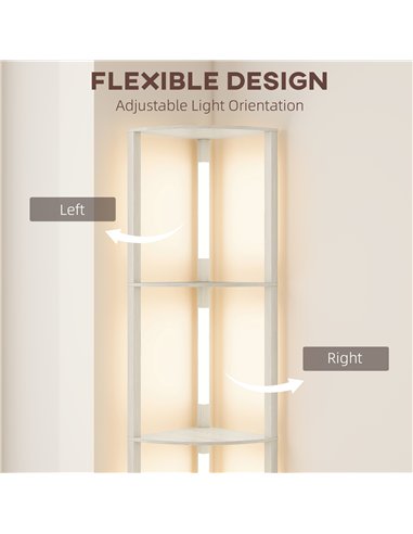 HOMCOM Corner Floor Lamp for Living Room Bedroom with Dimmable Warm White LED Light, Modern Tall Standing Lamp, Oak