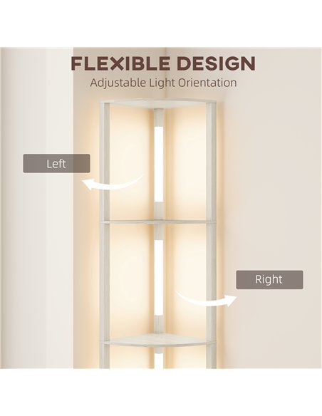 HOMCOM Corner Floor Lamp for Living Room Bedroom with Dimmable Warm White LED Light, Modern Tall Standing Lamp, Oak - pic 162494 | FastDaddyshop