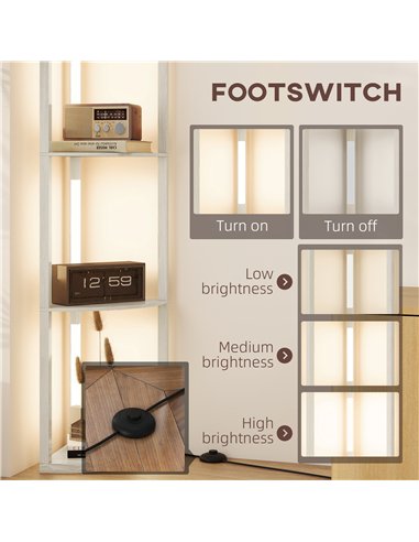 HOMCOM Corner Floor Lamp for Living Room Bedroom with Dimmable Warm White LED Light, Modern Tall Standing Lamp, Oak
