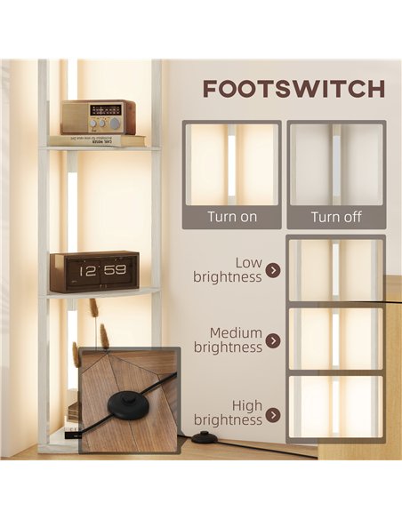 HOMCOM Corner Floor Lamp for Living Room Bedroom with Dimmable Warm White LED Light, Modern Tall Standing Lamp, Oak - pic 162495 | FastDaddyshop