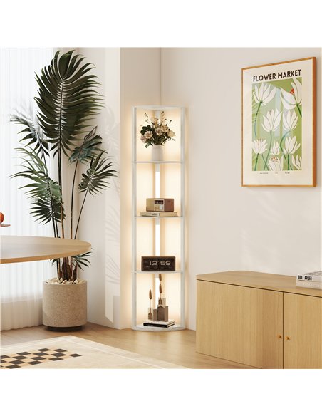 HOMCOM Corner Floor Lamp for Living Room Bedroom with Dimmable Warm White LED Light, Modern Tall Standing Lamp, Oak - pic 162497 | FastDaddyshop