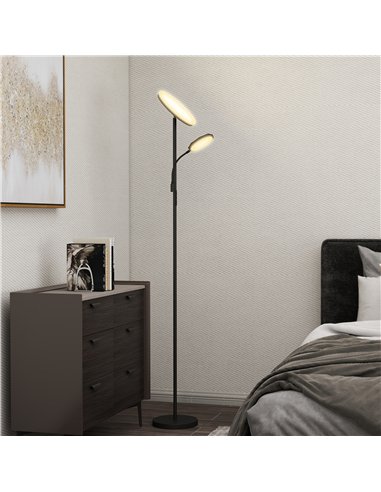 HOMCOM Mother and Child Uplighter Floor Lamp for Living Room, Stepless Dimmable Standing Lamp with 4 Scene Modes, 2700K-6500K Co