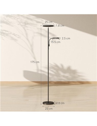 HOMCOM Mother and Child Uplighter Floor Lamp for Living Room, Stepless Dimmable Standing Lamp with 4 Scene Modes, 2700K-6500K Co