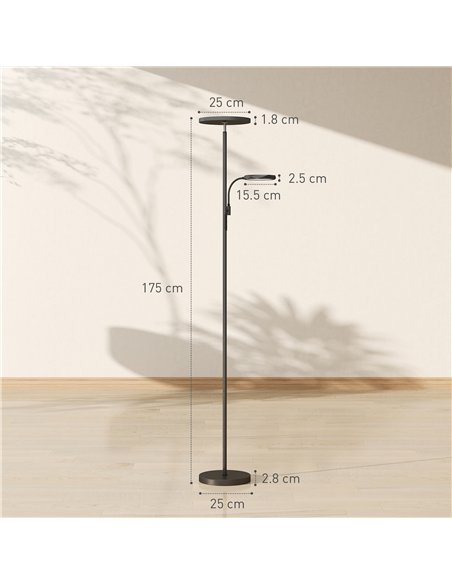 HOMCOM Mother and Child Uplighter Floor Lamp for Living Room, Stepless Dimmable Standing Lamp with 4 Scene Modes, 2700K-6500K Co - pic 162500 | FastDaddyshop