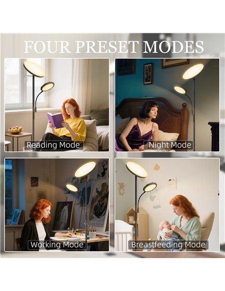 HOMCOM Mother and Child Uplighter Floor Lamp for Living Room, Stepless Dimmable Standing Lamp with 4 Scene Modes, 2700K-6500K Co - pic 162501 | FastDaddyshop