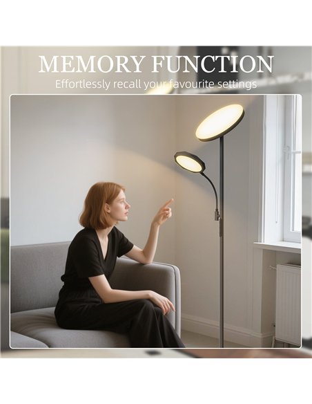 HOMCOM Mother and Child Uplighter Floor Lamp for Living Room, Stepless Dimmable Standing Lamp with 4 Scene Modes, 2700K-6500K Co - pic 162504 | FastDaddyshop