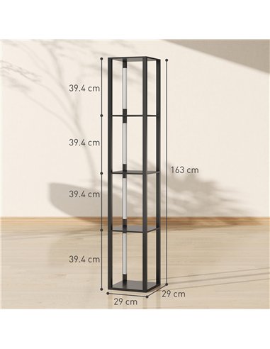 HOMCOM Floor Lamp with Shelves, 4 Layer Dimmable Column Modern Standing Lamp with 3 Brightness Levels and Foot Switch for Living