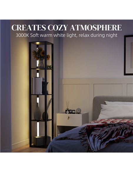 HOMCOM Floor Lamp with Shelves, 4 Layer Dimmable Column Modern Standing Lamp with 3 Brightness Levels and Foot Switch for Living - pic 162512 | FastDaddyshop