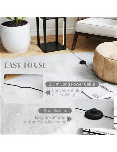 HOMCOM Floor Lamp with Shelves, 4 Layer Dimmable Column Modern Standing Lamp with 3 Brightness Levels and Foot Switch for Living