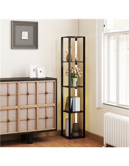 HOMCOM Floor Lamp with Shelves, 4 Layer Dimmable Column Modern Standing Lamp with 3 Brightness Levels and Foot Switch for Living - pic 162514 | FastDaddyshop