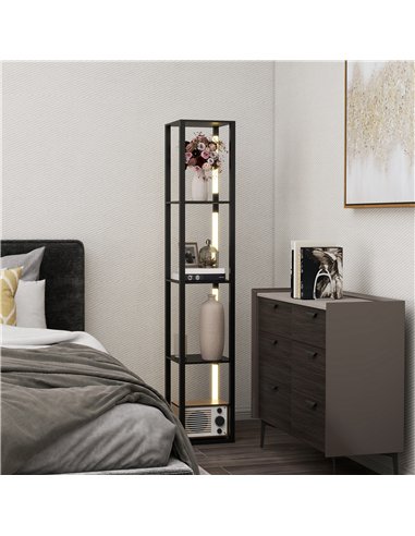 HOMCOM Floor Lamp with Shelves, 4 Layer Dimmable Column Modern Standing Lamp with 3 Brightness Levels and Foot Switch for Living