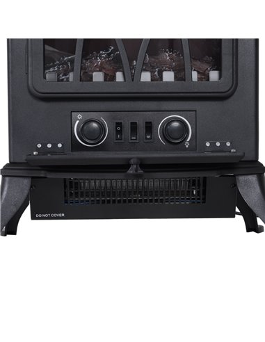 Homcom 1850W Flame Effect Electric Fireplace with Fan and Log Burning Stove Heater, Black